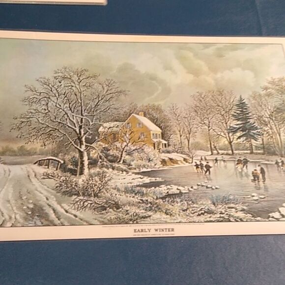 Currier and Ives Placemats Set (7) Mats Cottagecore Winter Farmhouse - Picture 6 of 11